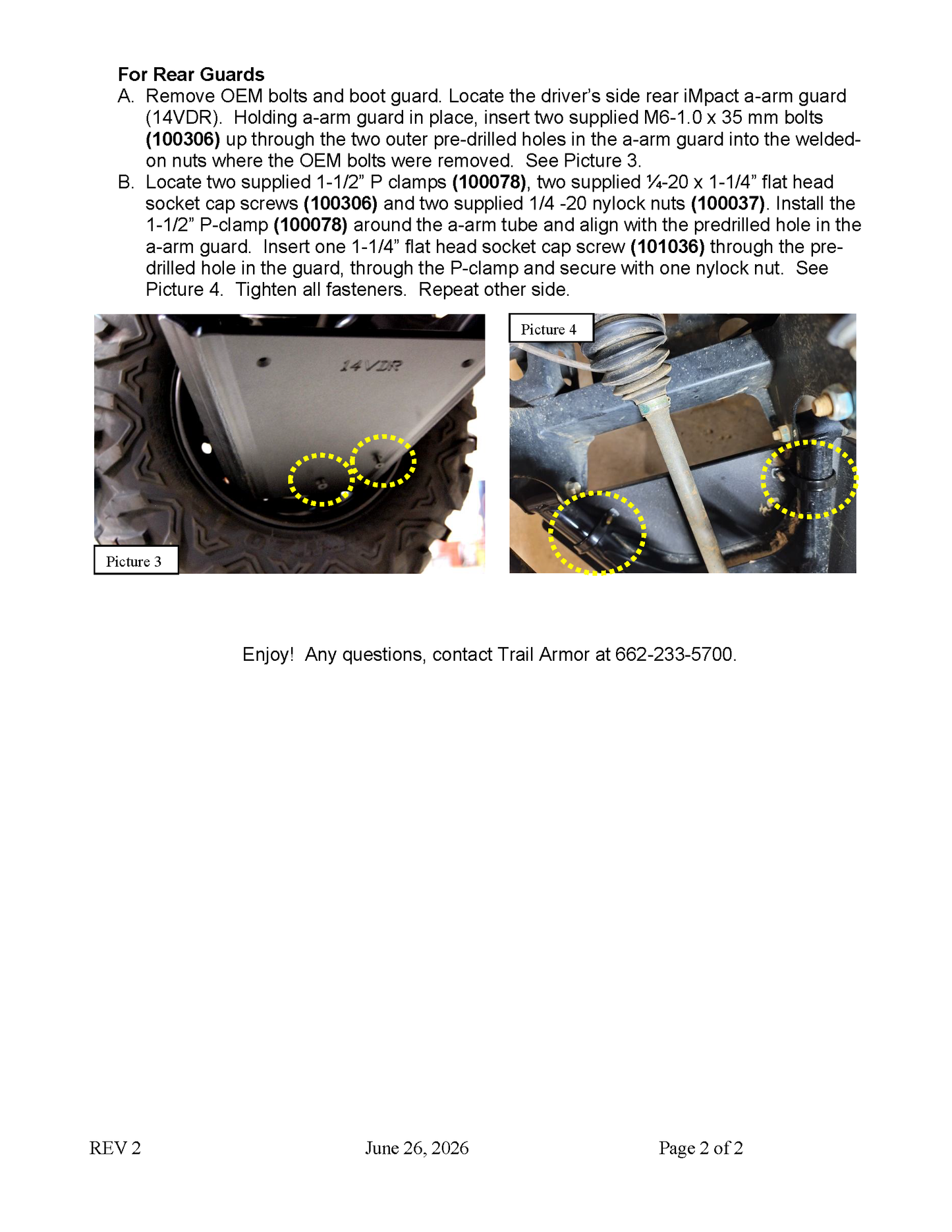 Trail Armor Yamaha Viking and Viking VI iMpact A-Arm Front and Rear Guards 2014 - 2024