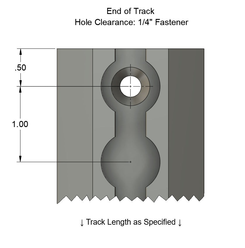 Aluminum L-Track Cargo Rail – Rounded Ends with Pre-Drilled Holes (Airline Track)