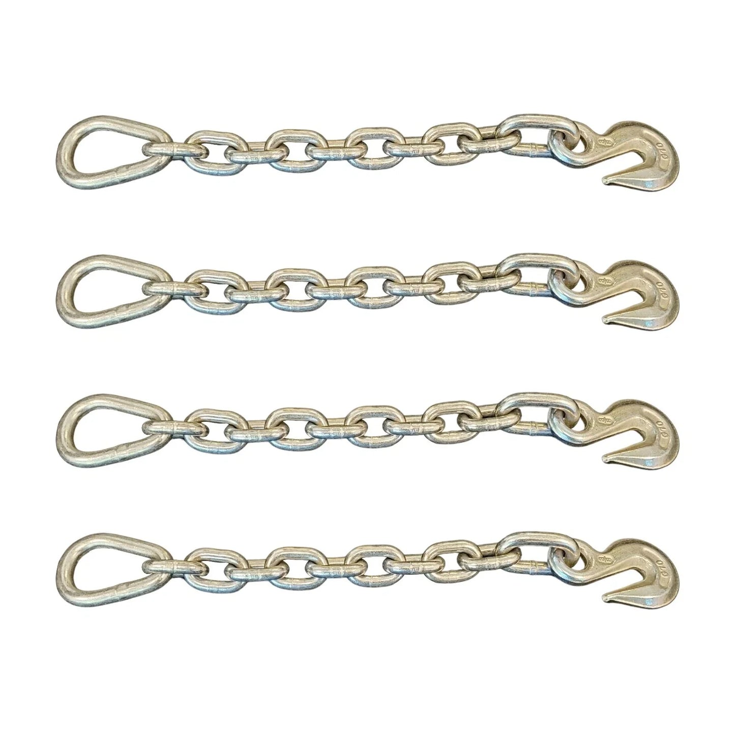 (4-Pack) 3/8" x 18" Chain Extension w/Pear Link & Grab Hook