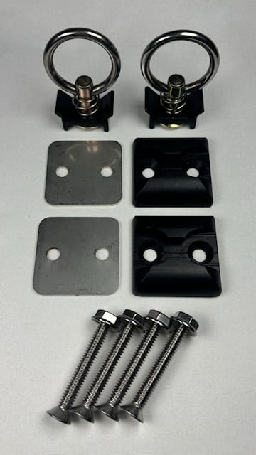 (2-PACK) Single Stud L-Track Anchor Plate Tie-Down Kit – Anodized Black with Fittings & Hardware