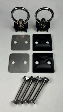 (2-PACK) Single Stud L-Track Anchor Plate Tie-Down Kit – Anodized Black with Fittings & Hardware
