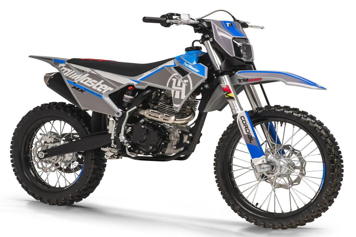 TrailMaster MX250 Dirt Bike, 5-Speed Manual, Electric Start, Dual Disc Brakes, (21/18) Wheels