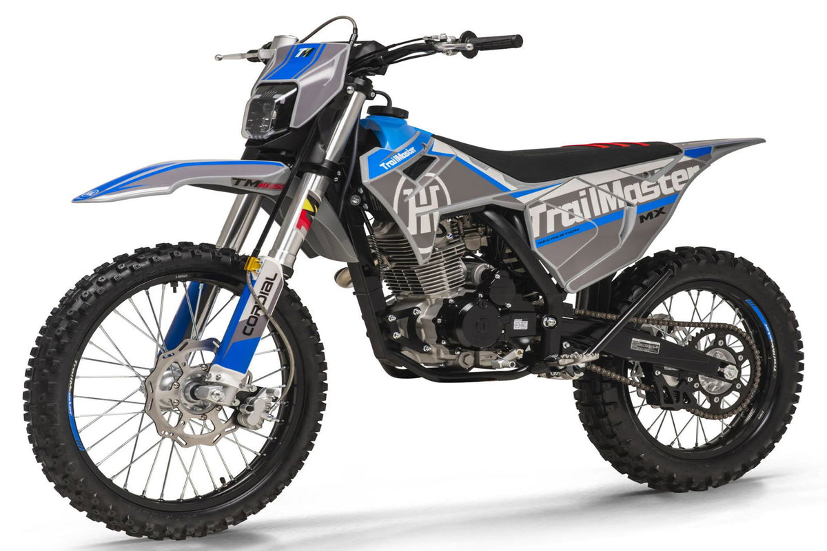 TrailMaster MX250 Dirt Bike, 5-Speed Manual, Electric Start, Dual Disc Brakes, (21/18) Wheels