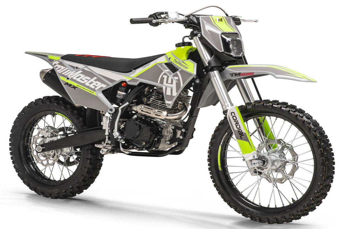 TrailMaster MX250 Dirt Bike, 5-Speed Manual, Electric Start, Dual Disc Brakes, (21/18) Wheels