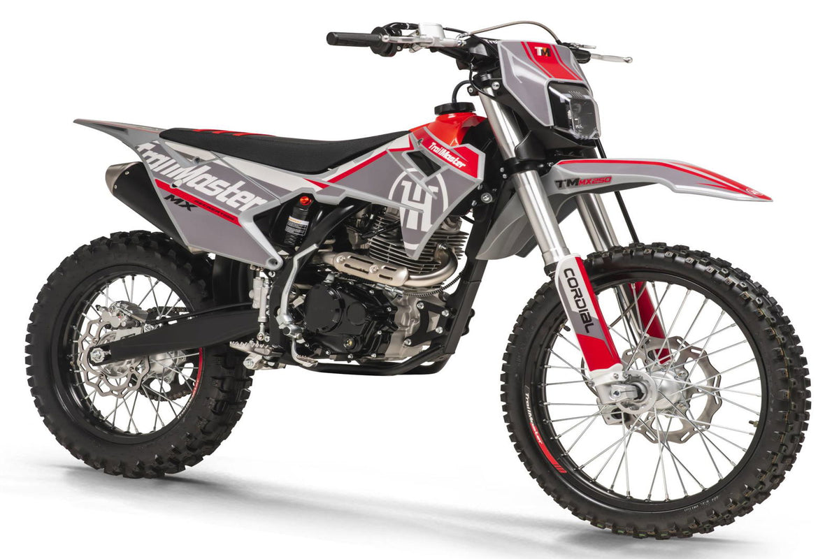 TrailMaster MX250 Dirt Bike, 5-Speed Manual, Electric Start, Dual Disc Brakes, (21/18) Wheels