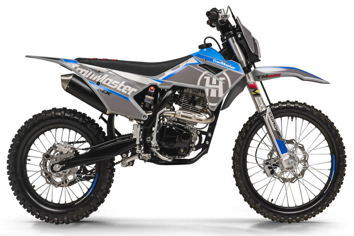 TrailMaster MX250 Dirt Bike, 5-Speed Manual, Electric Start, Dual Disc Brakes, (21/18) Wheels