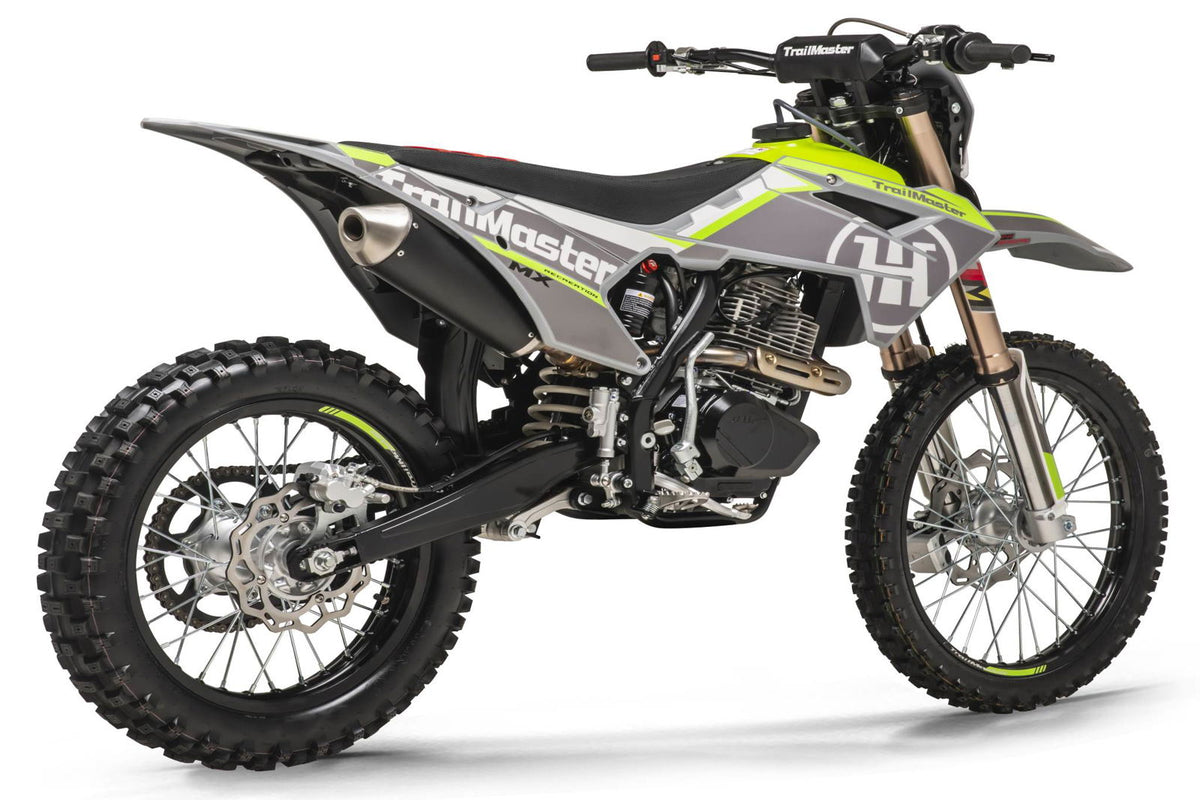 TrailMaster MX250-Pro Dirt Bike, 5-Speed Manual, Dual Disc Brakes, Electric Start (21/18) Wheels