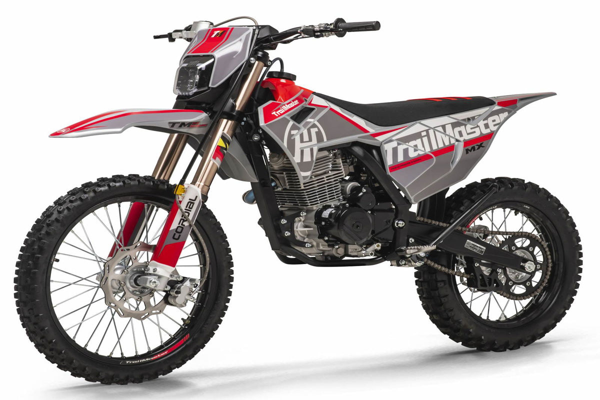 TrailMaster MX250-Pro Dirt Bike, 5-Speed Manual, Dual Disc Brakes, Electric Start (21/18) Wheels