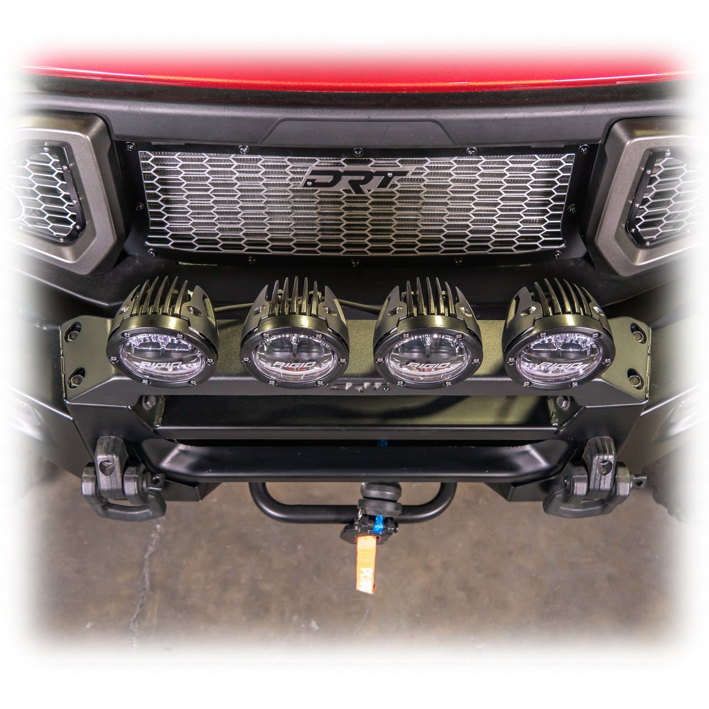 DRT Polaris Ranger XD 1500 2024+ Front Bumper Light Bracket Kit with ligths installed Top view