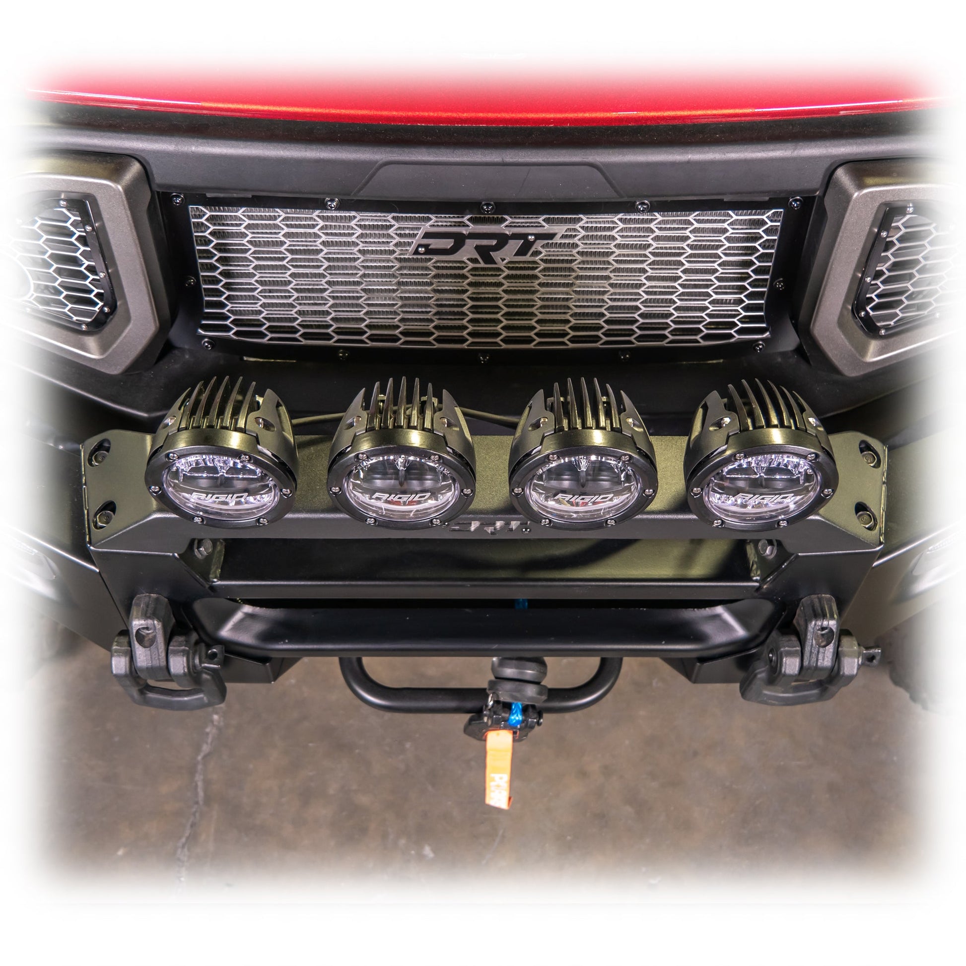 DRT Polaris Ranger XD 1500 2024+ Front Bumper Light Bracket Kit with ligths installed Top view
