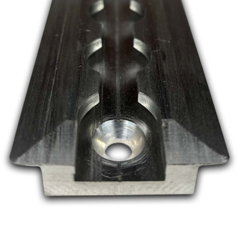 Aluminum L-Track Cargo Rail – Rounded Ends with Pre-Drilled Holes (Airline Track)