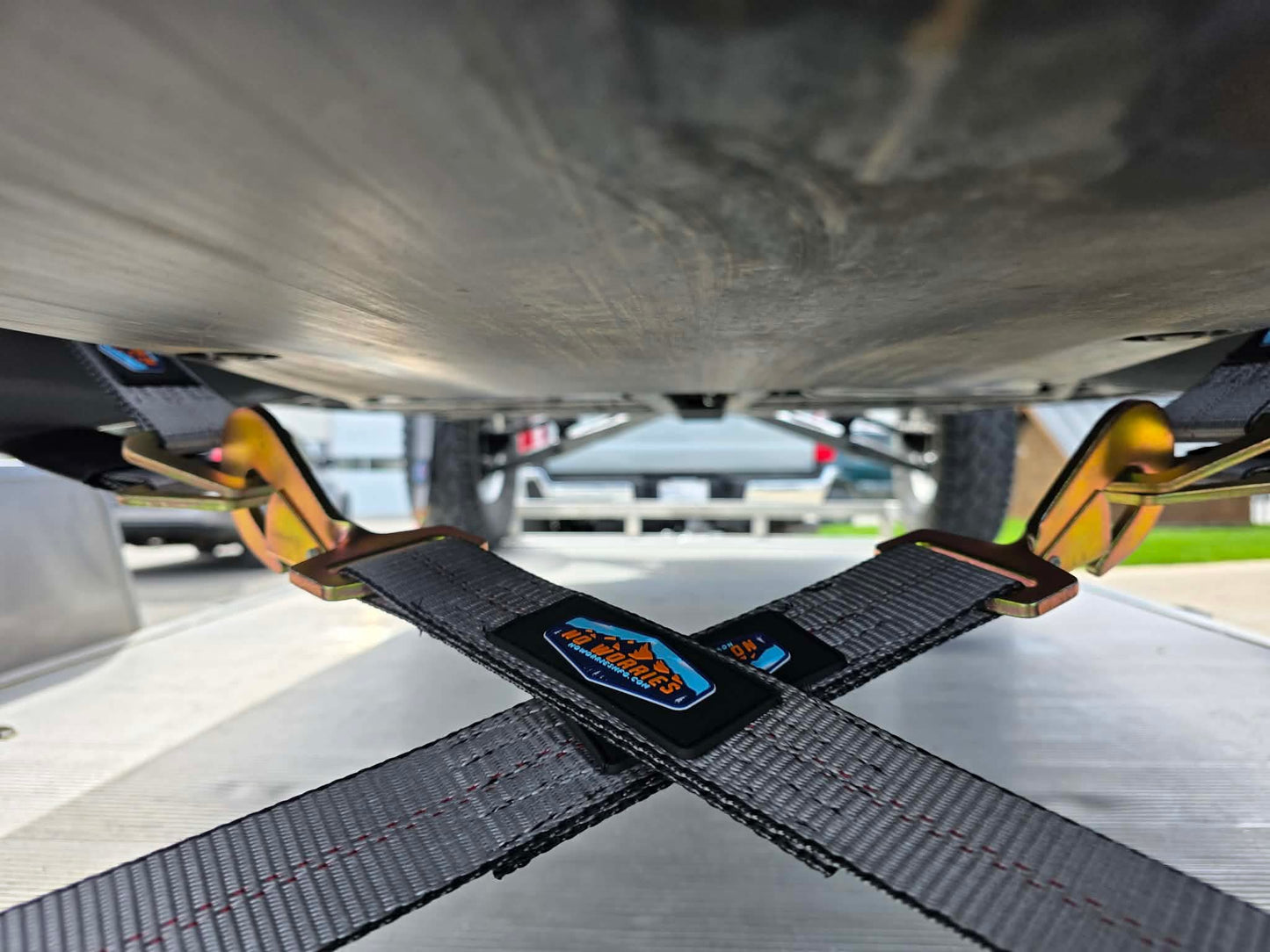 2" x 8' AxleLock Ratchet Tie-Down Straps 4-Pack w/Sewn Fixed End Ratchets & 48" Axle Straps (UTV, Car & Trailer Tie Downs)