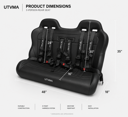 Wolverine RMAX 4 Rear Bench Seat (2021-2024)
