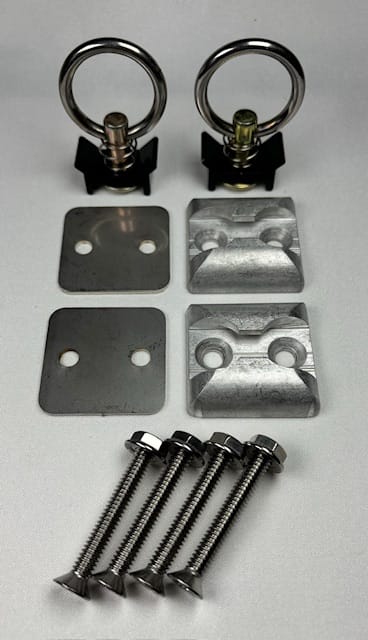 (2-PACK) Single Stud L-Track Anchor Plate Kit – Aluminum Tie-Down Points with Fittings & Hardware for Trailers, ATVs & Motorcycles