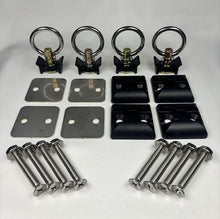 (4-PACK) Single Stud L-Track Anchor Plate Tie-Down Kit – Anodized Black with Fittings & Hardware