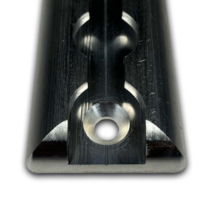 Aluminum L-Track Cargo Rail – Rounded Ends with Pre-Drilled Holes (Airline Track)
