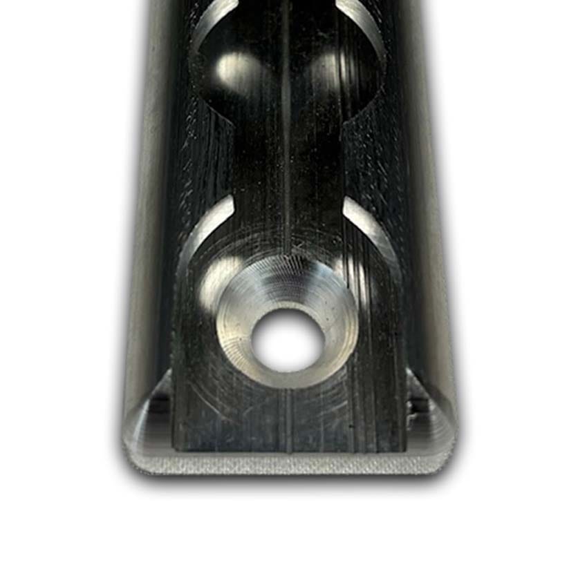 Aluminum L-Track Cargo Rail – Rounded Ends with Pre-Drilled Holes (Airline Track)