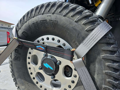 2" Adjustable WheelLock Tire Net Tie-Down Straps 4-Pack | Made in USA Ratchet Straps for UTVs, Cars & Trailers