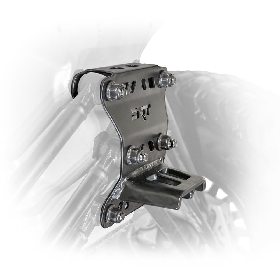 DRT Can Am Maverick X3 2017+ Dual Sheer Radius Rod Plate Front side view