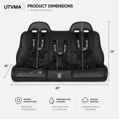 KRX 4 Rear Bench Seat (2023+) W Harnesses