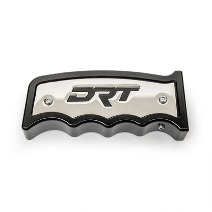 6061-T6 CNC machined aluminum shifter knob V2.0 by DRT, matte black anodized body with stainless trim