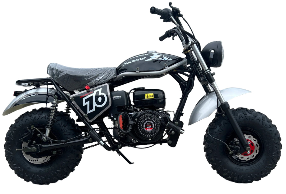 TrailMaster Hurricane 200PRO Mini Bike, 196cc 6.5hp with Electric Start, Torque Converter, Dual Disc Brakes, Front & Rear Suspension, LED Headlight
