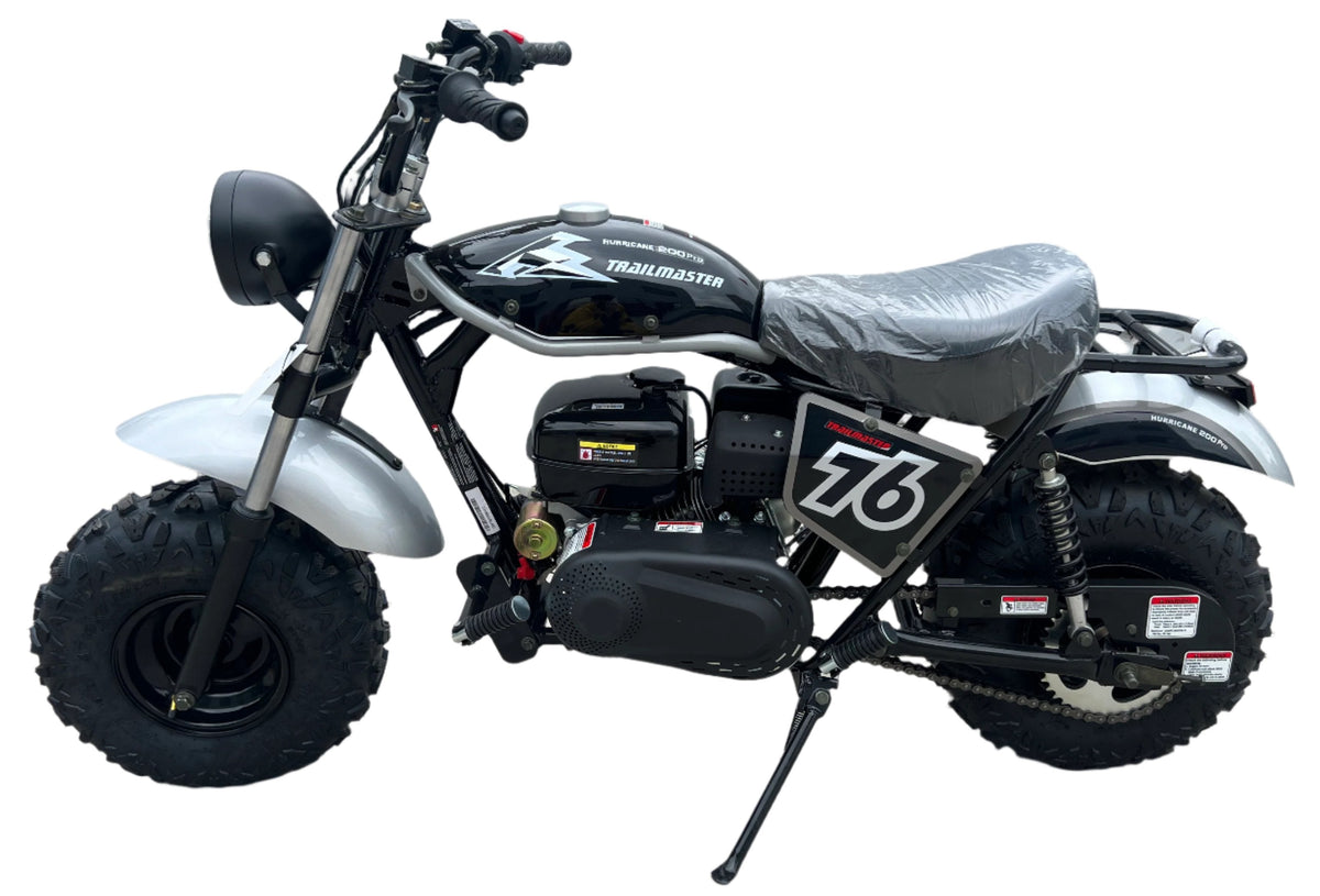 TrailMaster Hurricane 200PRO Mini Bike, 196cc 6.5hp with Electric Start, Torque Converter, Dual Disc Brakes, Front & Rear Suspension, LED Headlight