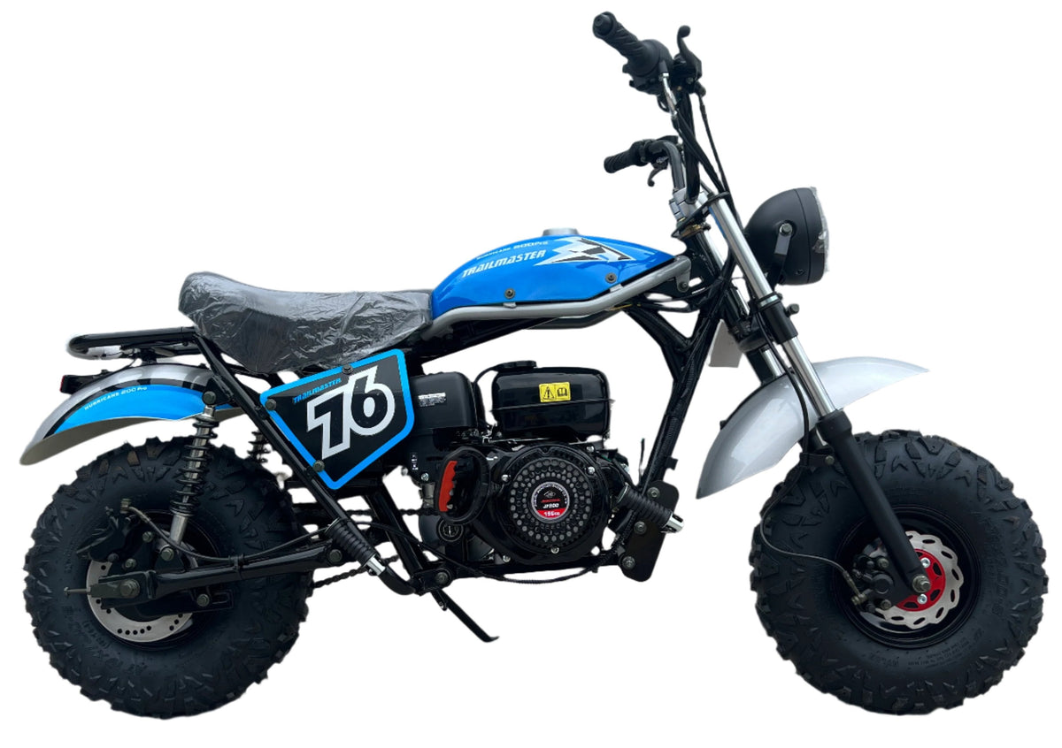 TrailMaster Hurricane 200PRO Mini Bike, 196cc 6.5hp with Electric Start, Torque Converter, Dual Disc Brakes, Front & Rear Suspension, LED Headlight