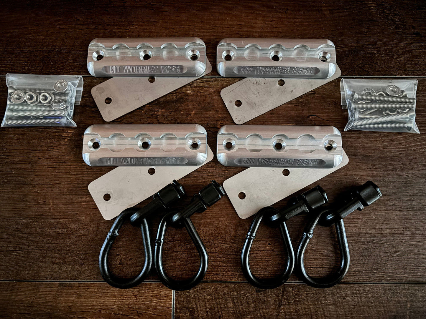 L-Track Double Stud Anchor Plate Tie-Down Fittings 4-Pack (Raw Aluminum)