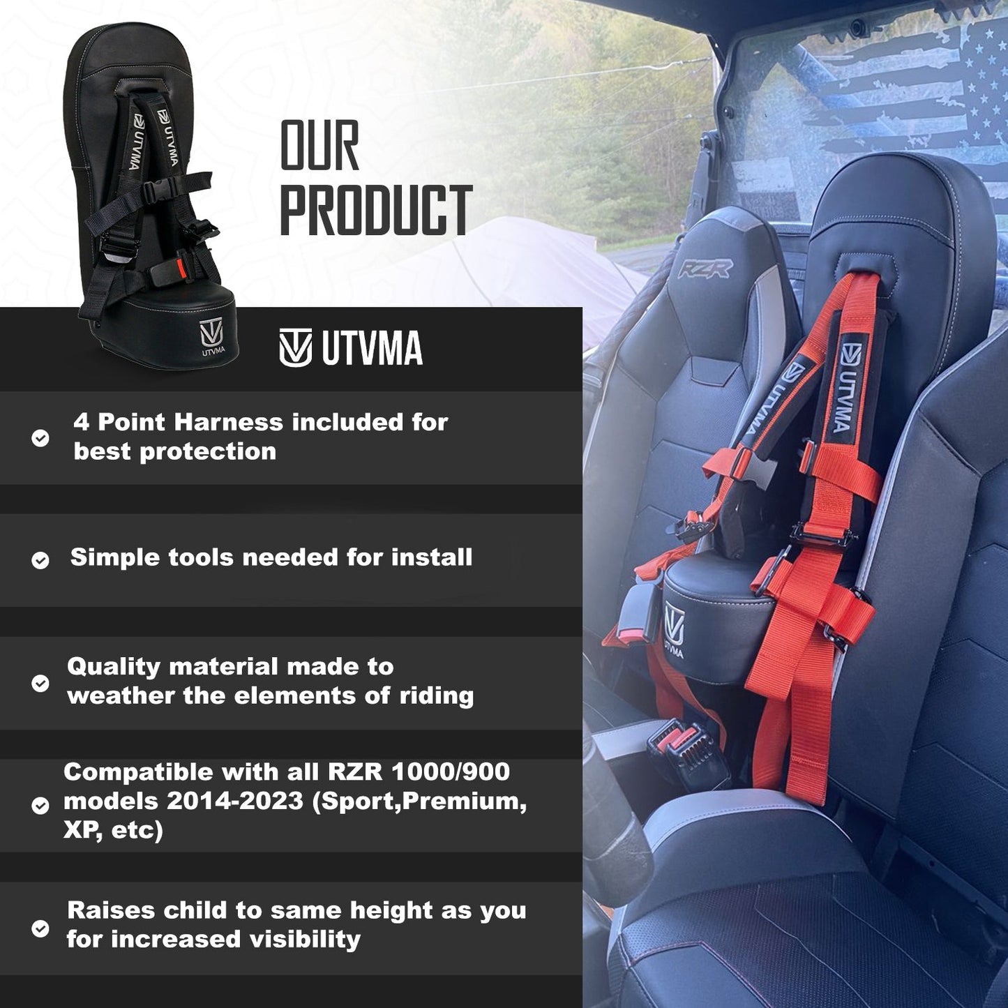 RZR 1000 Bump Seat (XP, Turbo, Turbo S, Dynamix, Trail, High Lifter)  2014-2023