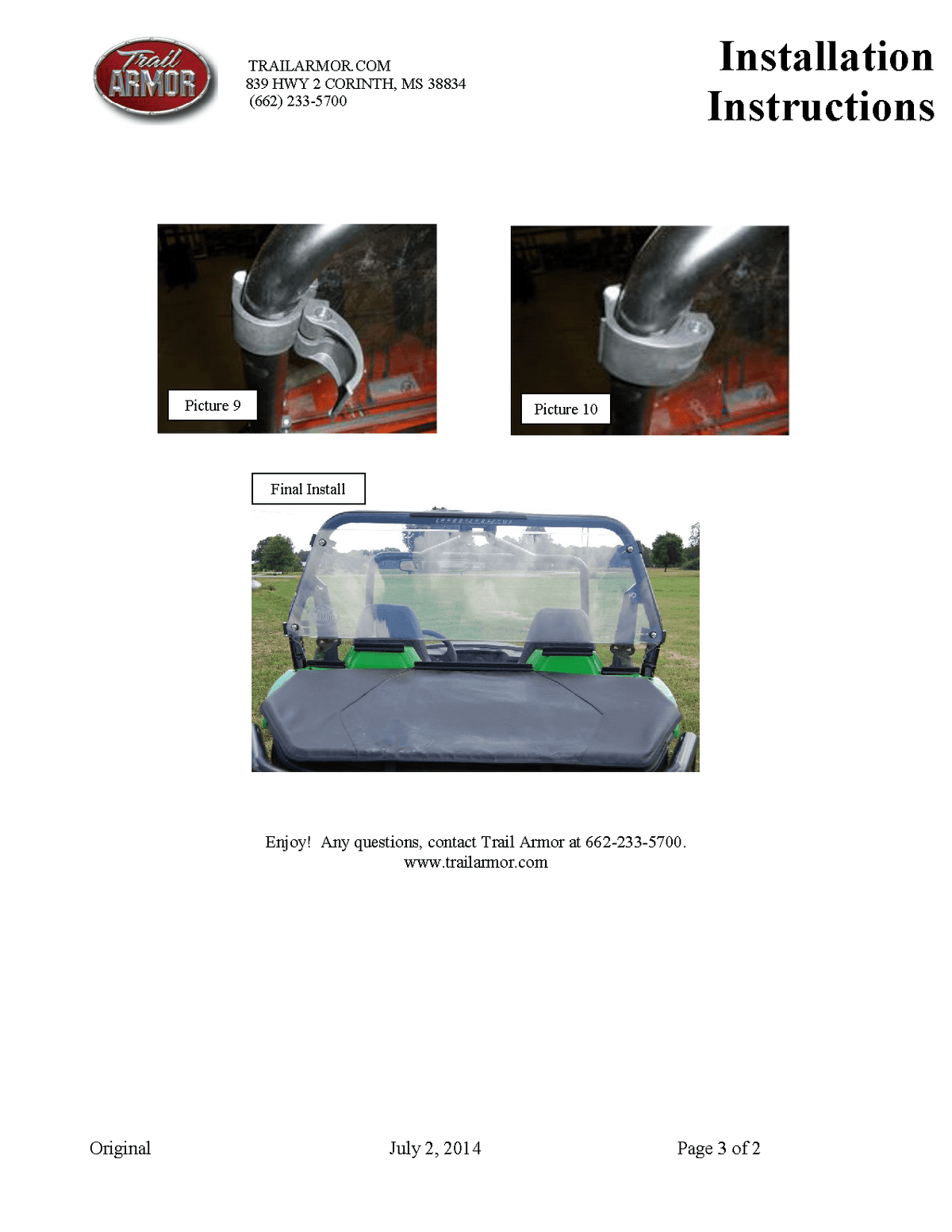 Trail Armor Wildcat Window Dust Seal for 2014-17 Wild Trail / Wild Sport Model