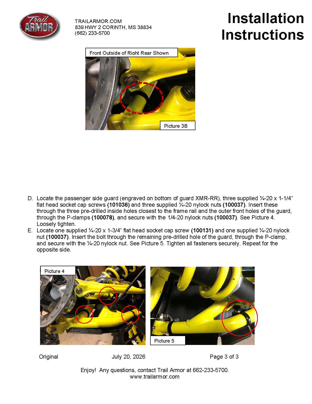 Trail Armor 2018 - 2021 Can Am Defender and Can Am Defender Max iMpact A-Arm Guards for FACTORY ARCHED A-ARMS