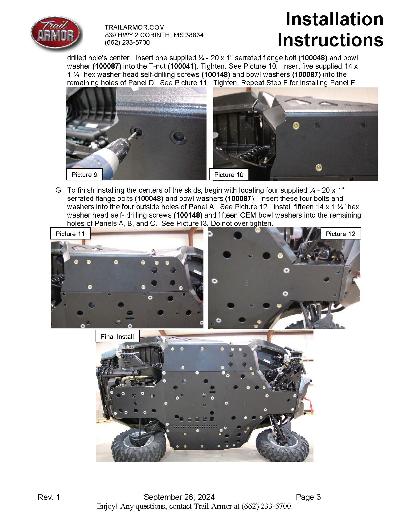 Trail Armor Can Am Commander 800, 800 DPS, 800 XT, 1000, 1000 DPS, 1000 X, 1000 XT, 1000 XT-P, 1000 Limited Full Skids with Integrated Slider Nerfs 2015-2020
