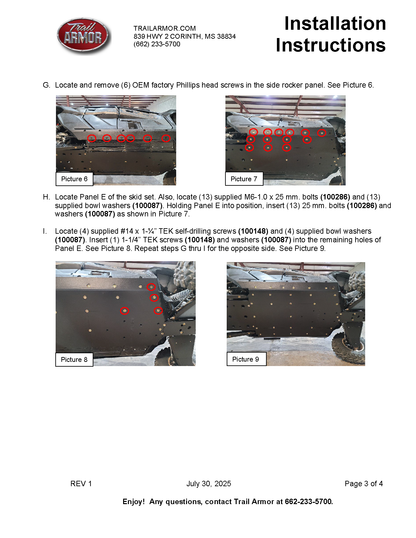 Trail Armor 2023 - 2026 Kawasaki 4 KRX 1000 (all editions) Full Skids with Integrated Side Skid Plates