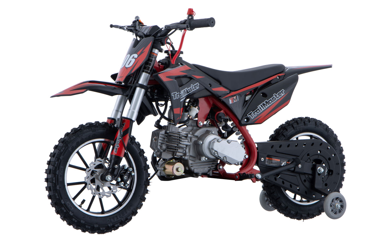 TrailMaster TM06 60cc Gas Dirt Bike, with Electric Start, Automatic, Training Wheels Included, Ages 6-9
