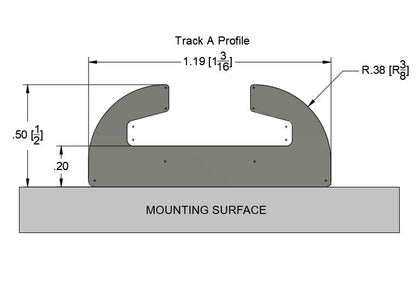 Aluminum L-Track Cargo Rail – Rounded Ends with No Pre-Drilled Holes (Airline Track)