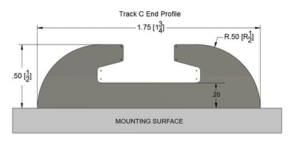 Aluminum L-Track Cargo Rail – Rounded Ends with No Pre-Drilled Holes (Airline Track)