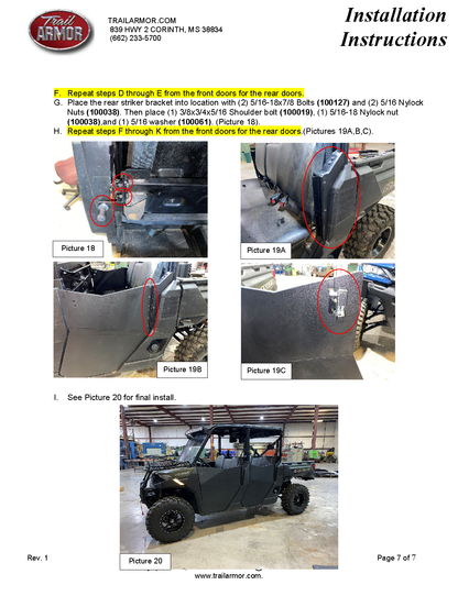 Trail Armor Ranger Crew and Ranger XP Crew 1000 Half Doors 2021 - 2024