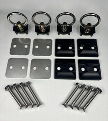 (4-PACK) Single Stud L-Track Anchor Plate Tie-Down Kit – Anodized Black with Fittings & Hardware