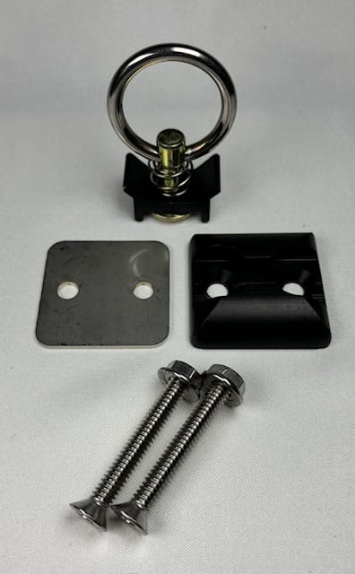 (1-Pack) Single Stud L-Track Anchor Plate Tie-Down Kit – Anodized Black with Fittings & Hardware