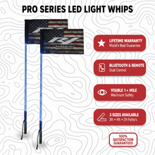 R1 Industries Pro Series LED Light Whips – Bluetooth & RF Remote, IP67, Lifetime Warranty