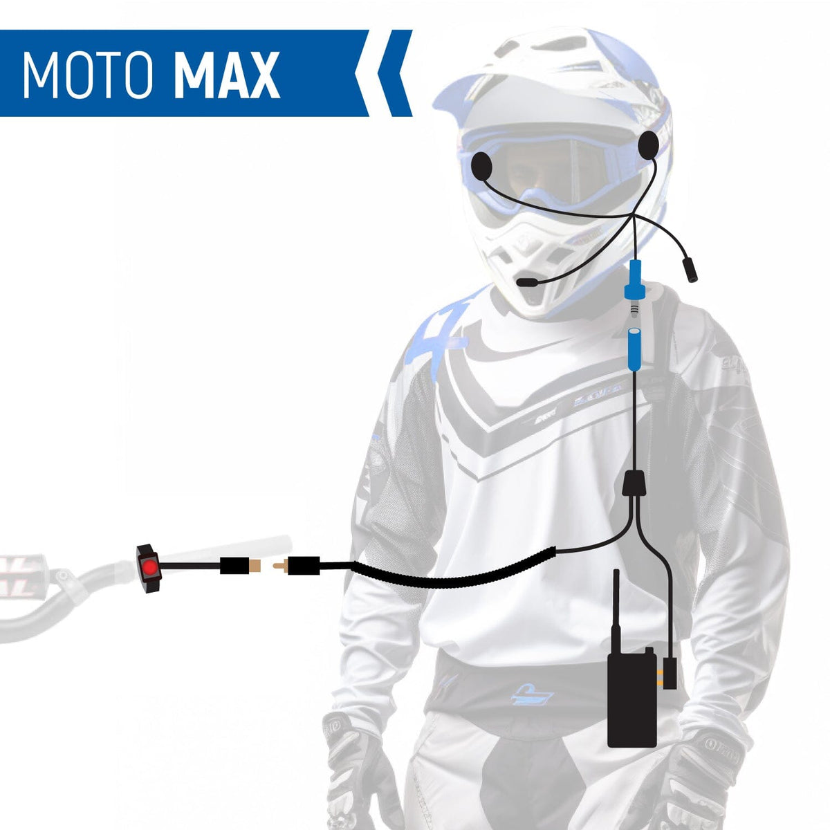 Rugged Radios MOTO MAX Complete Motorcycle Communication Kit with Heavy-Duty OFFROAD Cables