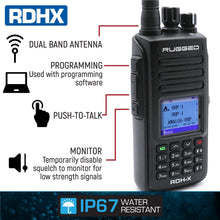 WATERPROOF - Rugged RDH-X - Business Band Two Way Handheld Radio - Digital and Analog - Safety Yellow