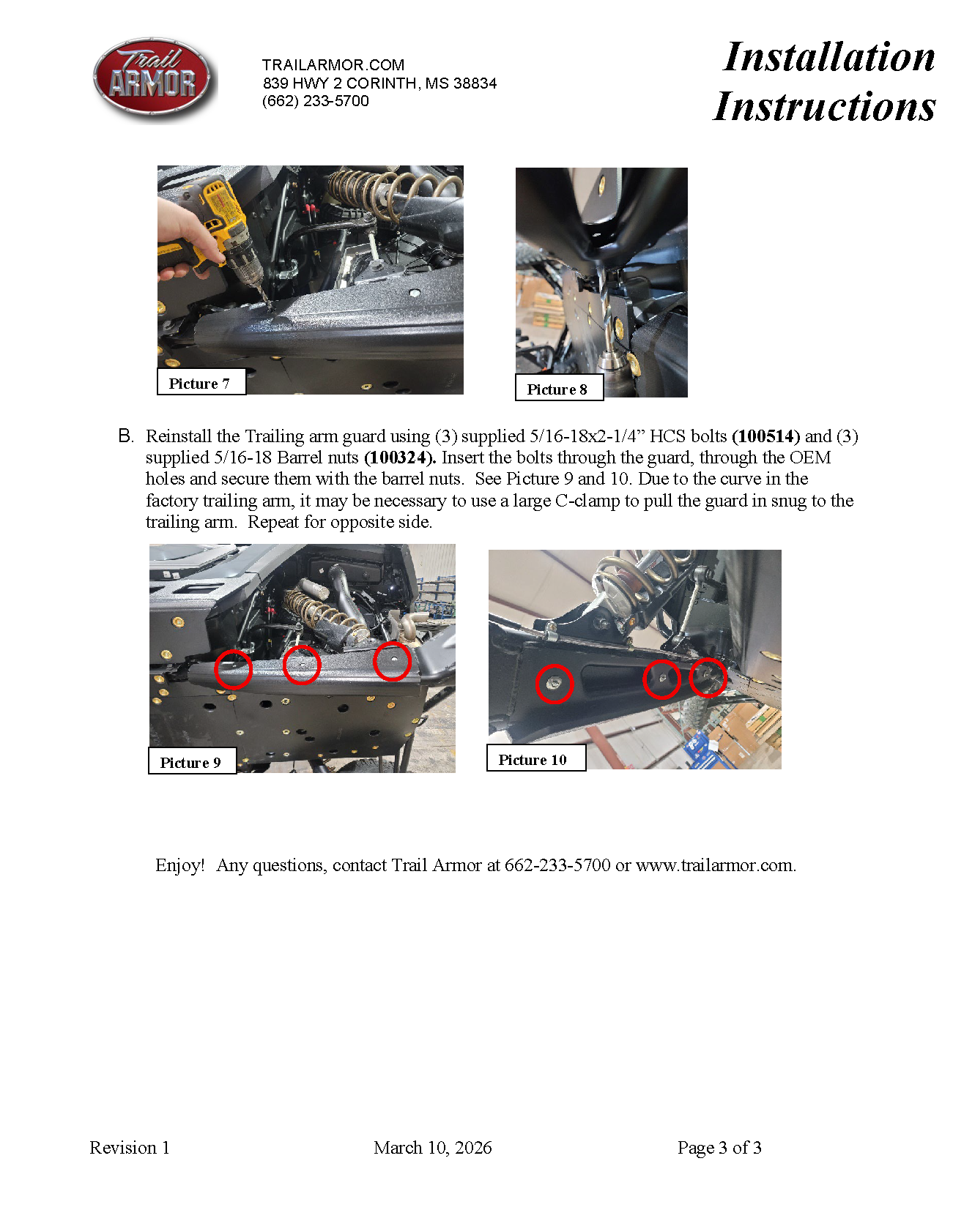 Trail Armor RZR XP 1000 Turbo S, RZR XP 4 1000 Turbo S, RZR XP S 4 1000, RZR XP S 4 1000 iMpact Trailing Arm Guard set of 2