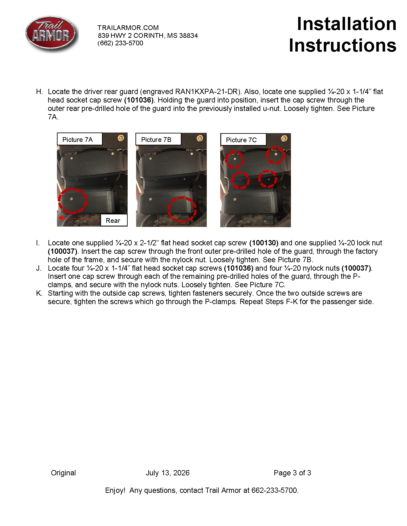 Trail Armor 2021 - 2026 Polaris Ranger XP 1000 and Ranger XP 1000 Crew FACTORY ARCHED A-arm Guards