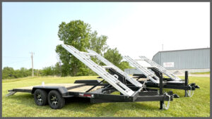This is a photo of the Flex Hauler Trailer, which can haul two SXS (side by sides) at once